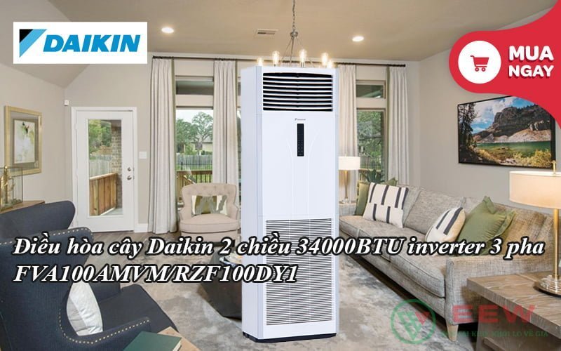 Điều hòa cây Daikin 2 chiều 34000BTU inverter 3 pha FVA100AMVM/RZF100DY1 [Điện máy EEW]