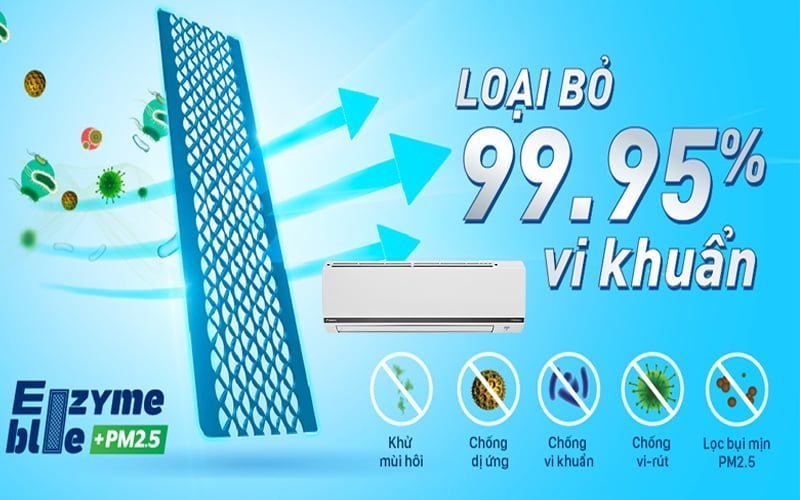 Điều hòa treo tường Daikin 1 chiều inverter 9000BTU FTKB25YVMV/RKB25YVMV [Điện máy EEW]