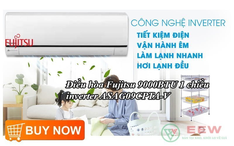 Điều hòa treo tường Fujitsu 9000BTU 1 chiều inverter ASAG09CPTA-V [Điện máy EEW]