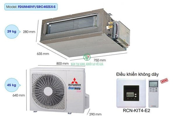 Điều Hòa Nối Ống Gió Mitsubishi 13500Btu 2 Chiều Inverter FDUM40VF/SRC40ZSX-S [Điện máy EEW]