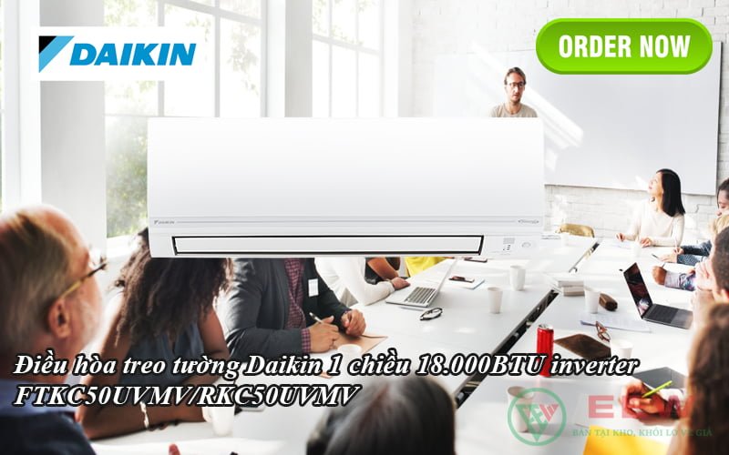 Điều hòa treo tường Daikin 1 chiều 18.000BTU inverter FTKC50UVMV/RKC50UVMV [Điện máy EEW]