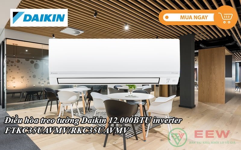 Điều hòa treo tường Daikin 1 chiều 12.000BTU inverter FTKC35UAVMV/RKC35UAVMV [Điện máy EEW]