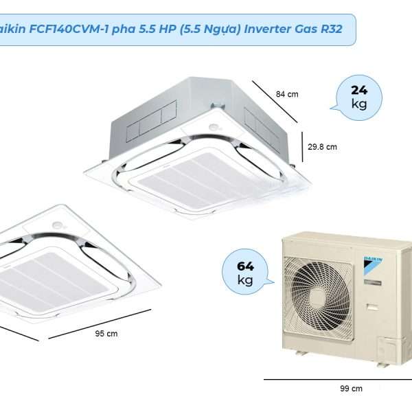 Điều Hòa âm Trần Daikin 50.000btu Inverter 1 Chiều Fcf140cvm/rzf140cvm