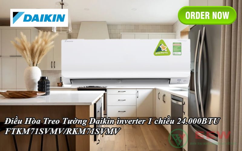 Điều Hòa Treo Tường Daikin inverter 1 chiều 24.000BTU FTKM71SVMV/RKM71SVMV [Điện máy EEW]