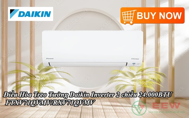 Điều Hòa Treo Tường Daikin Inverter 2 chiều 24.000BTU FTXV71QVMV/RXV71QVMV [Điện máy EEW]