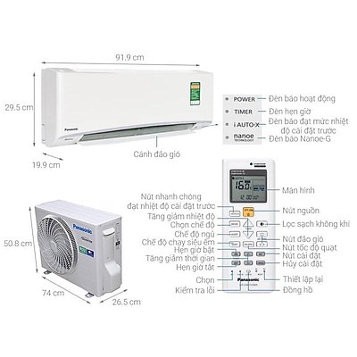 Hình ảnh minh họa: Điều Hòa Treo Tường Panasonic 12000 Btu 1 Chiều Inverter Xpu12xkh-8