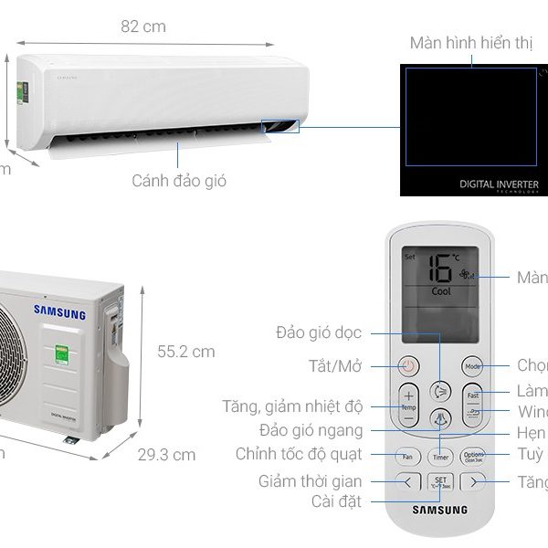 Hình ảnh minh họa: Điều Hòa Samsung Inverter 18000 Btu 1 Chiều Ar18cyfaawkxsv