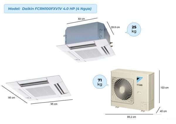 Điều Hòa Âm Trần Daikin 36.000btu Fcrn100fxv1v/rr100dbxv1v