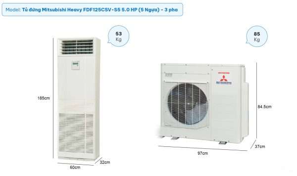 Điều Hòa Tủ đứng Mitsubishi Heavy 1 Chiều 45000btu Fdf125csv-s5