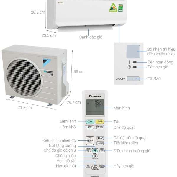 Điều Hòa Daikin 1 Chiều 12000btu Ftka35uavmv/rka35uavmv