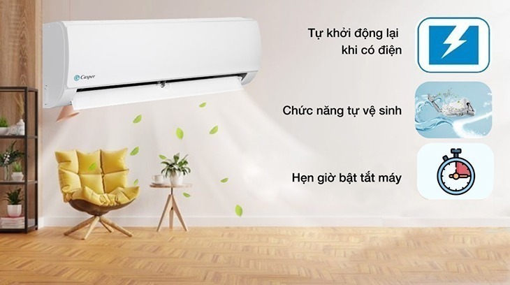 Điều hòa Non-Inverter chức năng tự vệ sinh, hẹn giờ và tự khởi động khi có điện tiện dụng