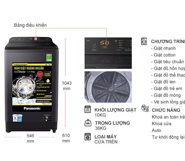 Hình ảnh minh họa: Máy Giặt Panasonic 10 Kg Na-f100a9brv