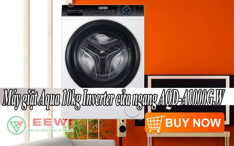 Máy Giặt Aqua 10kg Inverter Cửa Ngang Aqd-a1000g.w