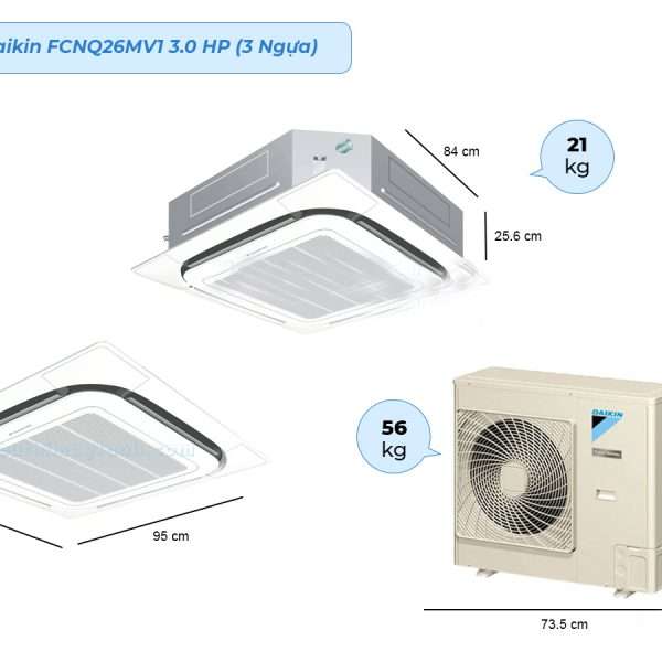 Điều Hòa âm Trần Daikin 1 Chiều 26.000btu Fcnq26mv1/rnq26mv19