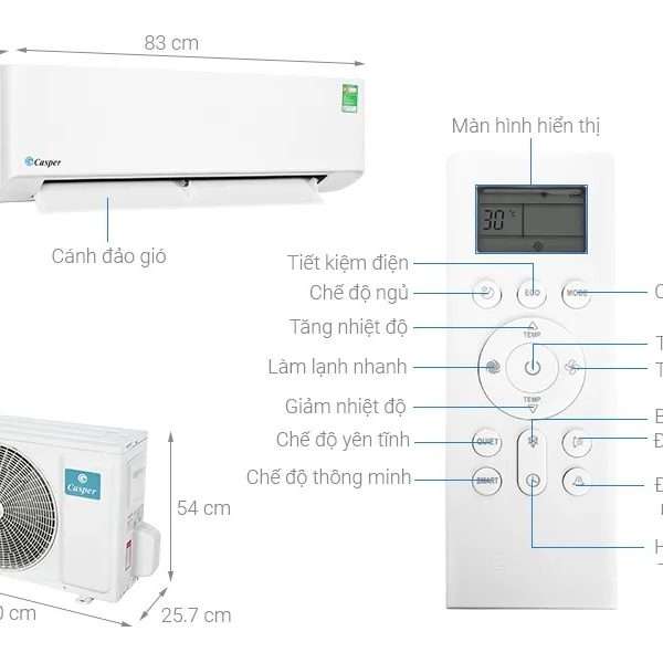 Điều Hòa Treo Tường Casper 1 Chiều 12.000btu Lc-12fs33