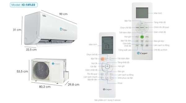 Điều Hòa Treo Tường Casper 1 Chiều 18.000btu Lc-18tl22