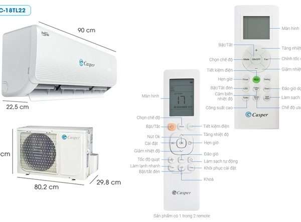 Điều Hòa Treo Tường Casper 1 Chiều 18.000btu Lc-18tl22