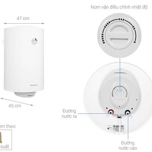 Hình ảnh minh họa: Bình Nóng Lạnh Ariston 80l đứng Pro R 80 V