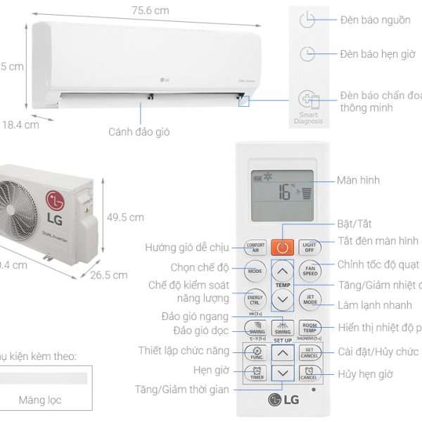 Hình ảnh minh họa: Điều Hòa Treo Tường Lg 1 Chiều Inverter 9.000btu V10win