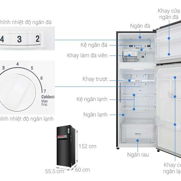 Hình ảnh minh họa: Tủ Lạnh Lg 225l 2 Cánh Inverter Gn-m208bl
