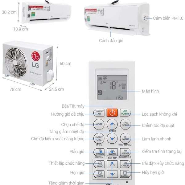 Hình ảnh minh họa: Điều Hòa Treo Tường Lg 9.000btu 1 Chiều Inverter V10apf