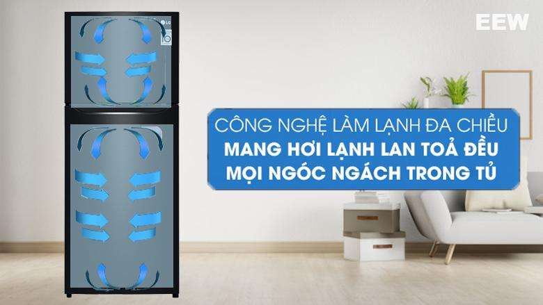 Hệ Thống Khí Lạnh Đa Chiều: Tủ Lạnh Lg 187 Lít Smart Inverter Gn-l205wb
