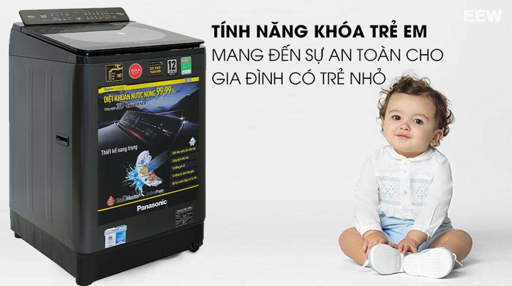 An Toàn Với Khóa Trẻ Em: Máy Giặt Panasonic Inverter 12.5 Kg Na-fd125v1bv