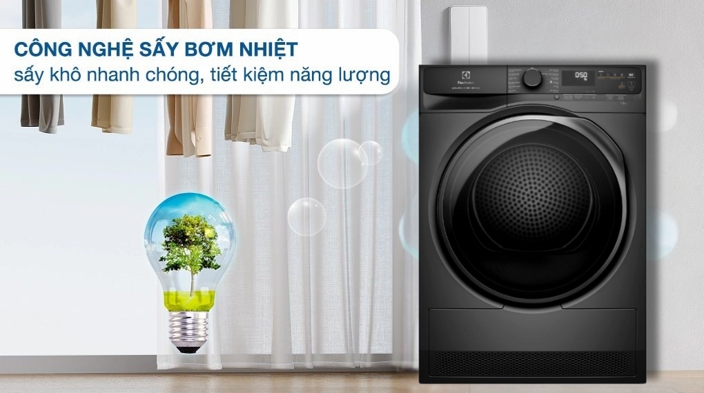 Đặc điểm và cơ chế sấy: Máy Sấy Bơm Nhiệt Electrolux Ultimatecare 9 Kg Edh903r7sc