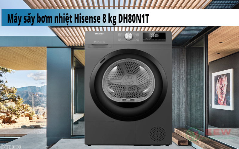 Hình ảnh minh họa: Máy Sấy Bơm Nhiệt Hisense 8 Kg Dh80n1t