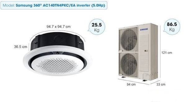 Hình ảnh minh họa: Điều Hòa Âm Trần Samsung 48000btu 1 Chiều Inverter Ac140tn4pkc/ea-ac140txadnc/ea
