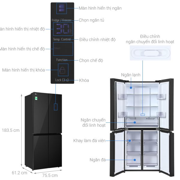 Hình ảnh minh họa: Tủ Lạnh Lg Inverter 400 Lít Multi Door 4 Cửa F40bg