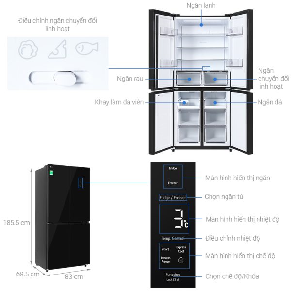 Hình ảnh minh họa: Tủ Lạnh Lg Inverter 502 Lít Multi Door 4 Cửa F50bg