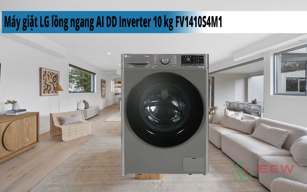 Hình ảnh minh họa: Máy Giặt Lg Lồng Ngang Ai Dd Inverter 10 Kg Fv1410s4m1