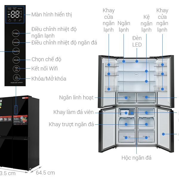 Hình ảnh minh họa: Tủ Lạnh Toshiba Inverter 474 Lít Multi Door Gr-rf611wi-pgv(22)-xk