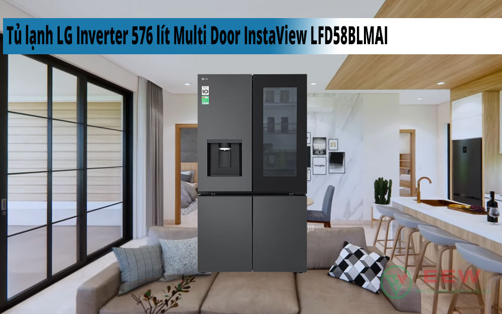Hình ảnh minh họa: Tủ Lạnh Lg Inverter 576 Lít Multi Door Instaview Lfd58blmai
