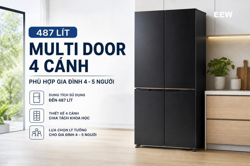Hình ảnh minh họa: Tủ Lạnh Panasonic Inverter 487 Lít Multi Door Nr-xz550cwkv