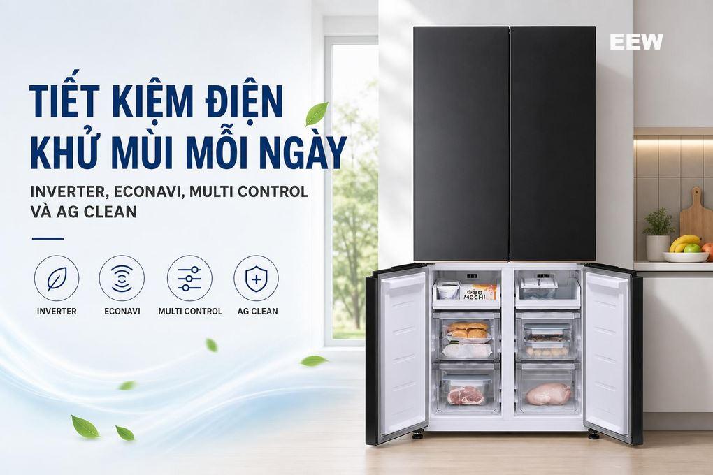 Hình ảnh minh họa: Tủ Lạnh Panasonic Inverter 487 Lít Multi Door Nr-xz550cwkv