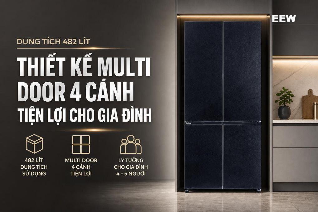 Hình ảnh minh họa: Tủ Lạnh Panasonic Inverter 482 Lít 4 Cửa Nr-xz550hgkv