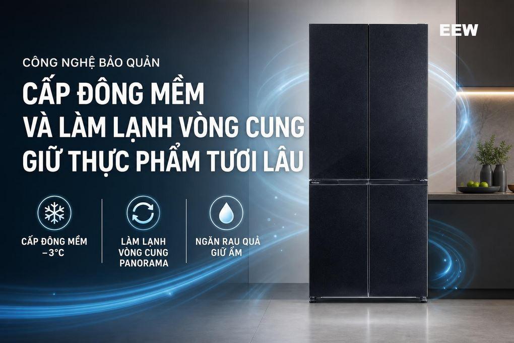 Hình ảnh minh họa: Tủ Lạnh Panasonic Inverter 482 Lít 4 Cửa Nr-xz550hgkv