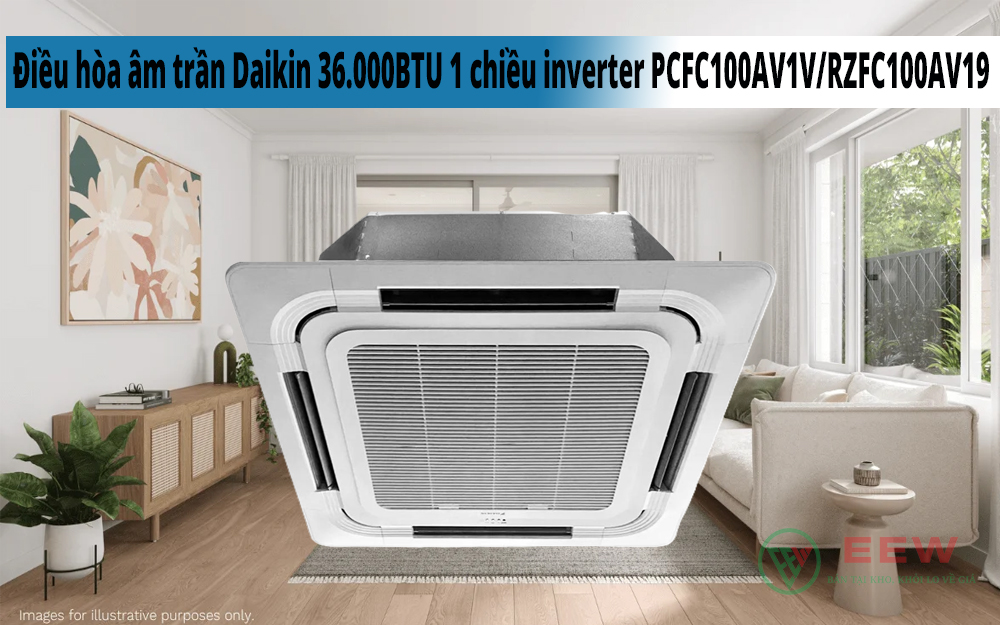 Hình ảnh minh họa: Điều Hòa âm Trần Daikin 36.000btu 1 Chiều Inverter Pcfc100av1v/rzfc100av19
