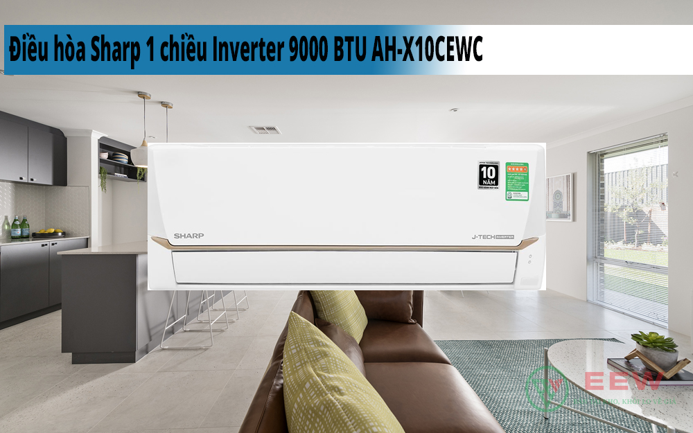 Hình ảnh minh họa: Điều Hòa Sharp 1 Chiều Inverter 9000 Btu Ah-x10cewc