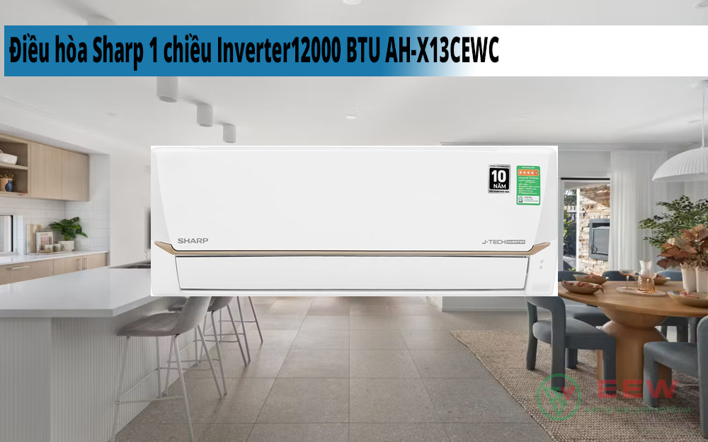 Hình ảnh minh họa: Điều Hòa Sharp 1 Chiều Inverter12000 Btu Ah-x13cewc
