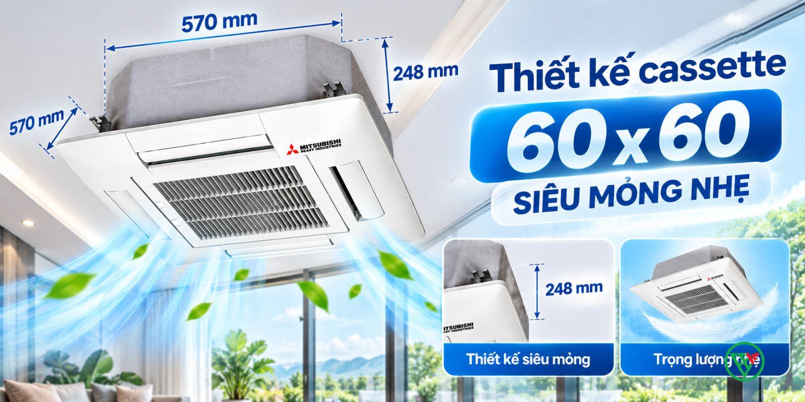 Hình ảnh minh họa: Điều Hòa Multi Mitsubishi Heavy Dàn Lạnh âm Trần 20.500btu Fdtc60vh