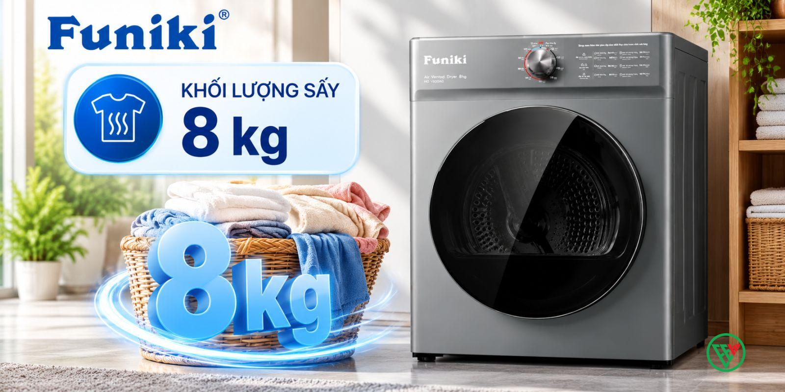 Hình ảnh minh họa: Máy Sấy Funiki Thông Hơi 8kg Hd V680ag