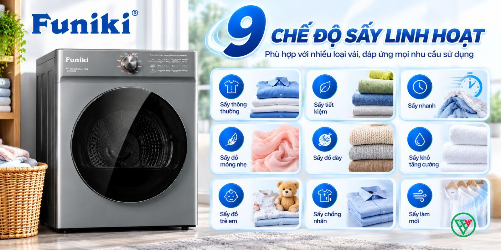 Hình ảnh minh họa: Máy Sấy Funiki Thông Hơi 8kg Hd V680ag