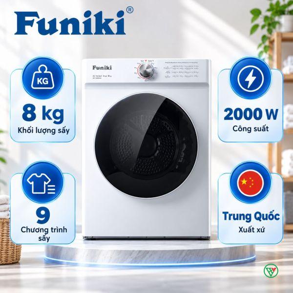 Hình ảnh minh họa: Máy Sấy Funiki Thông Hơi 8kg Hd V680aw