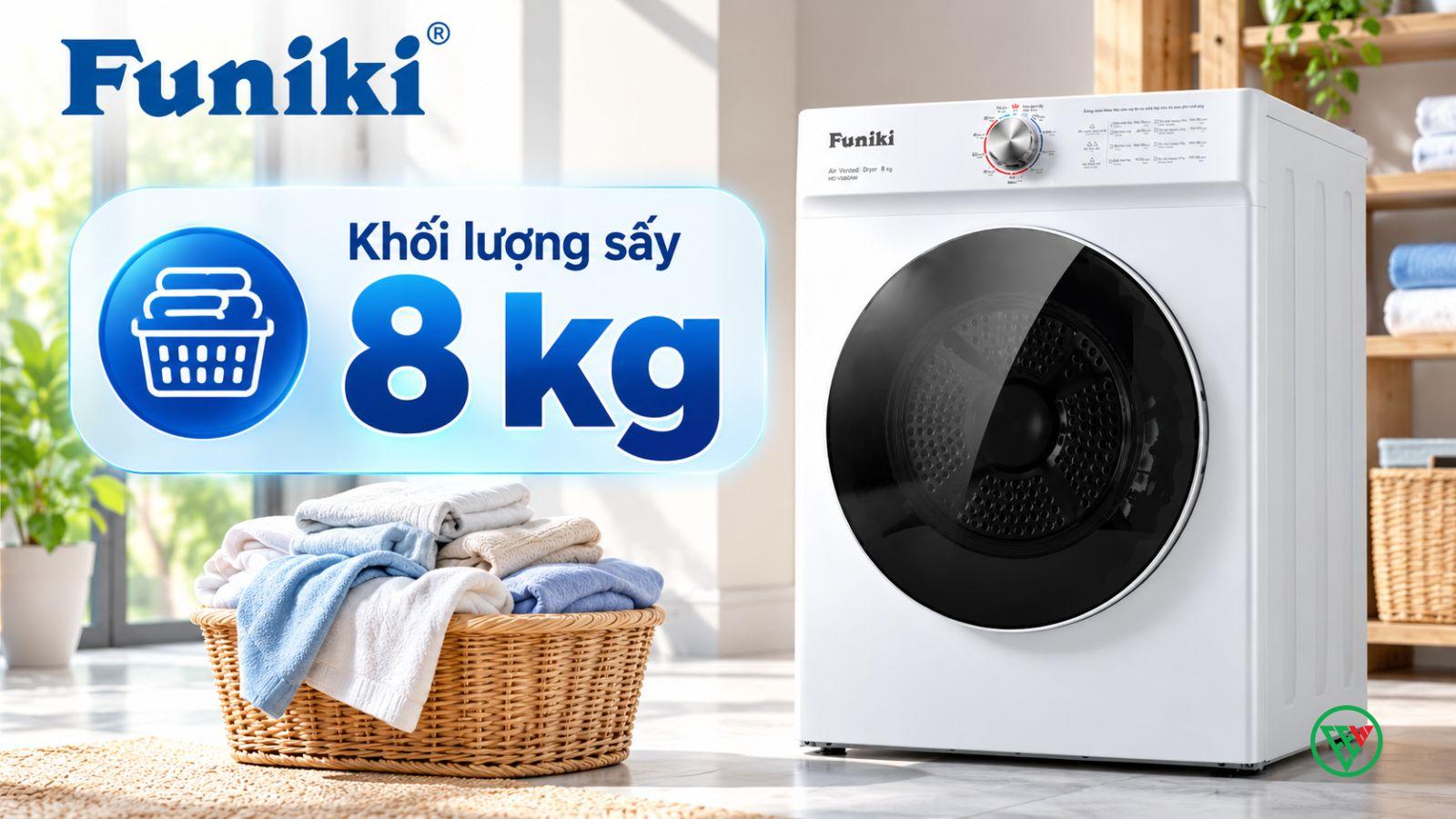 Hình ảnh minh họa: Máy Sấy Funiki Thông Hơi 8kg Hd V680aw