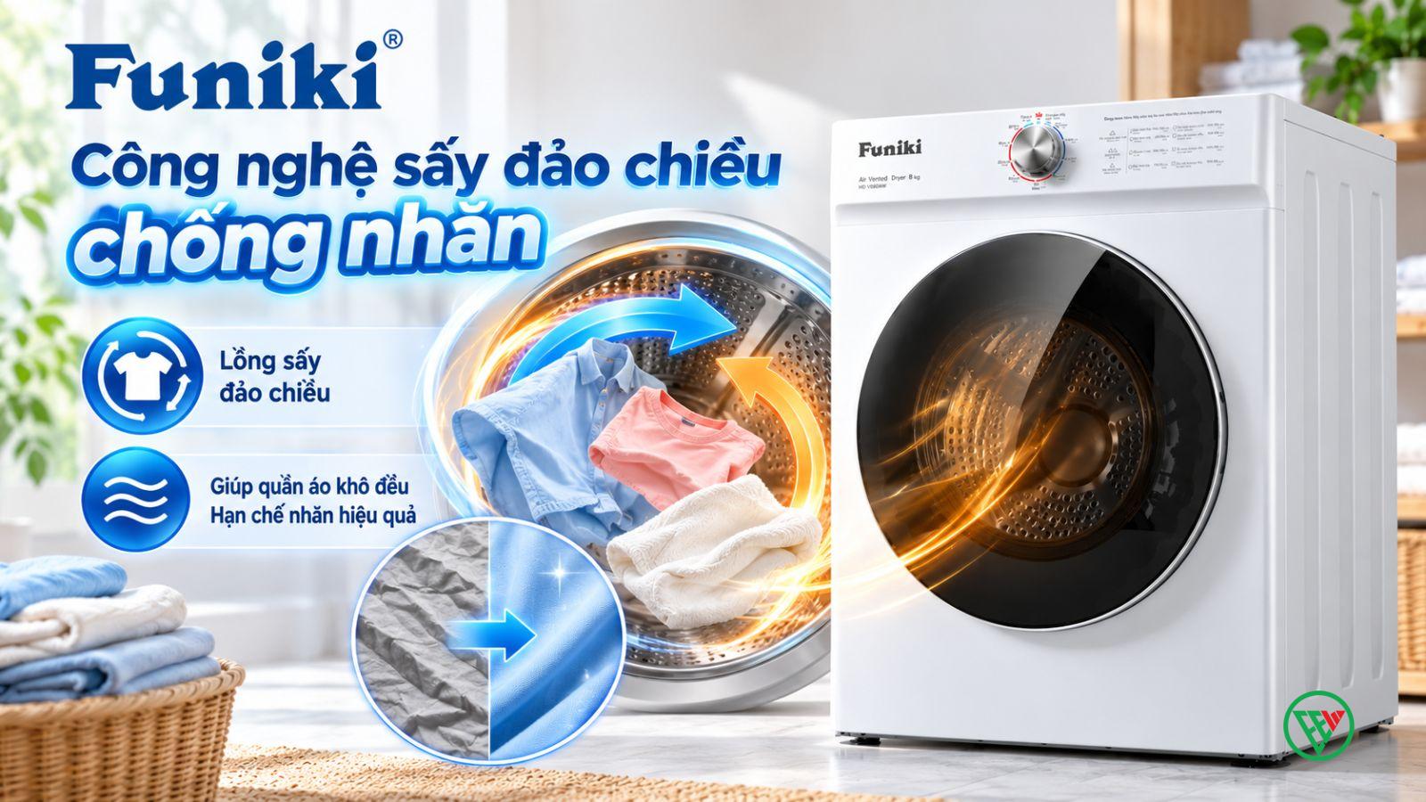 Hình ảnh minh họa: Máy Sấy Funiki Thông Hơi 8kg Hd V680aw