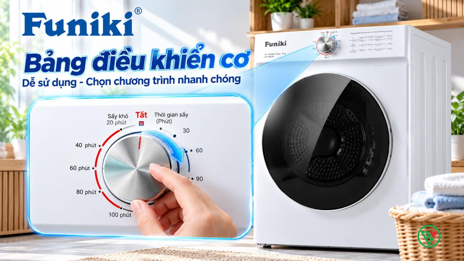 Hình ảnh minh họa: Máy Sấy Funiki Thông Hơi 8kg Hd V680aw