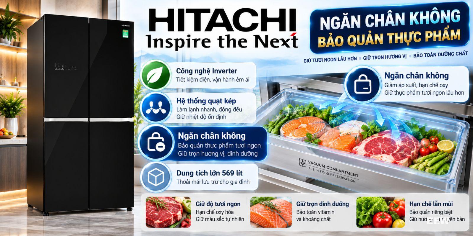 Hình ảnh minh họa: Tủ Lạnh Hitachi Inverter 569 Lít R-wb640vgv0 (gbk)